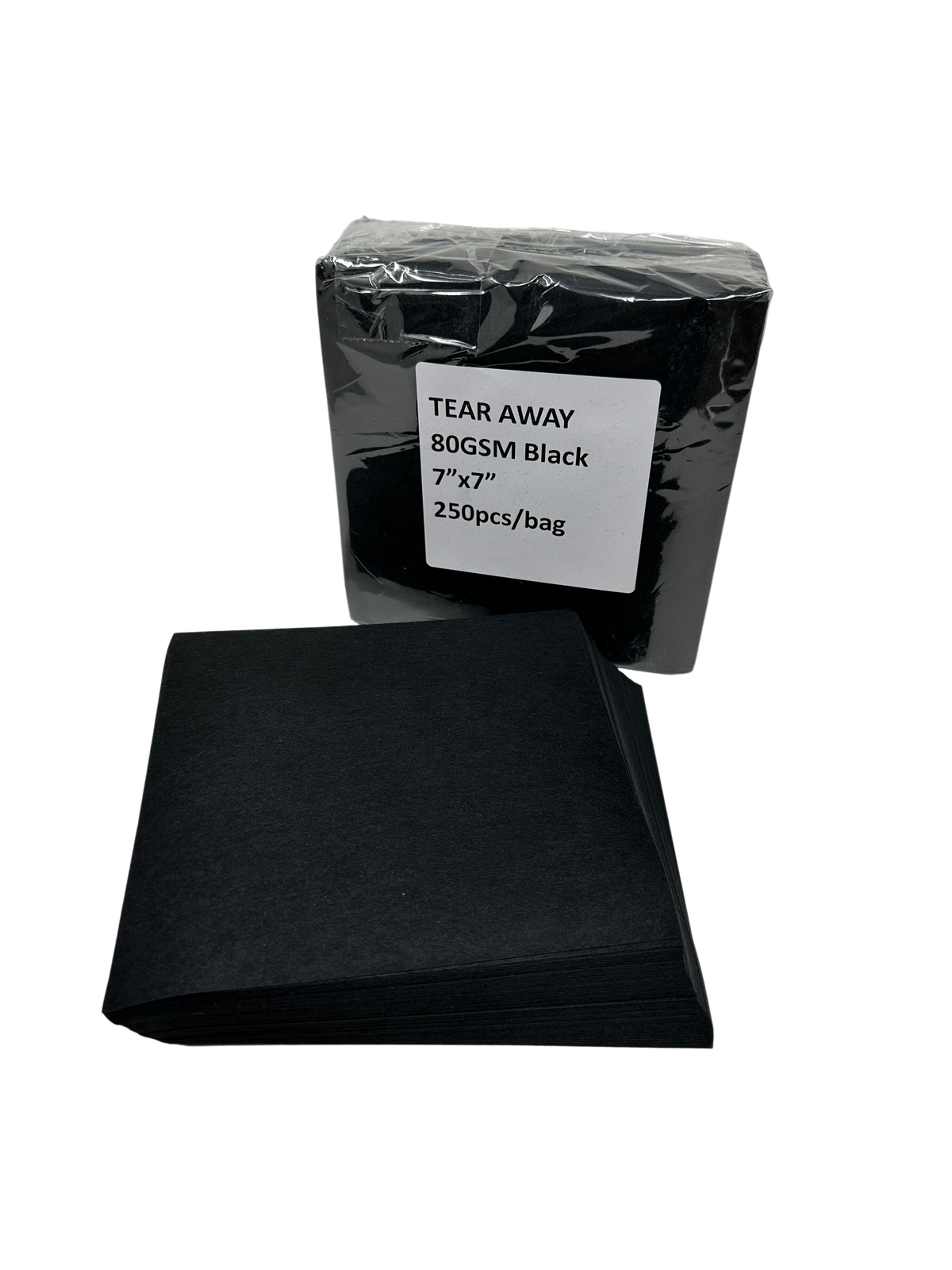 Stitchcraft black 80 GSM tearaway embroidery backing, 7×7-inch precut sheets, 250-count pack